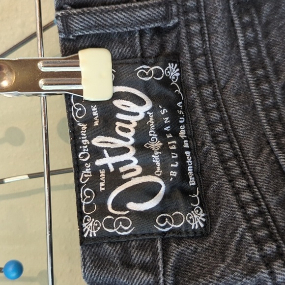 Y2K Vintage Outlaw Wanted Branded Washed Black Jeans Made In USA Women's Size 7 - Picture 8 of 13